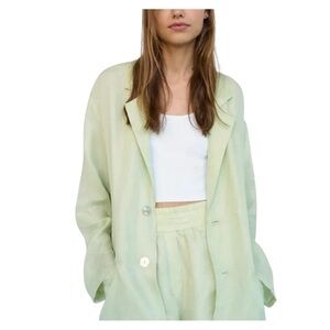 ZARA Fillsens Light Green Pistachio Loose Fit Summer Blazer Women's Size Small